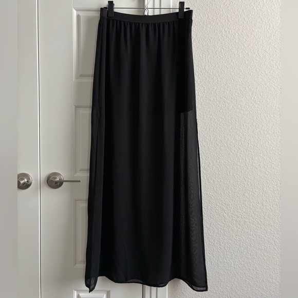 H&M sheer maxi/mini combo skirt; black (size 8 US) - Picture 1 of 5
